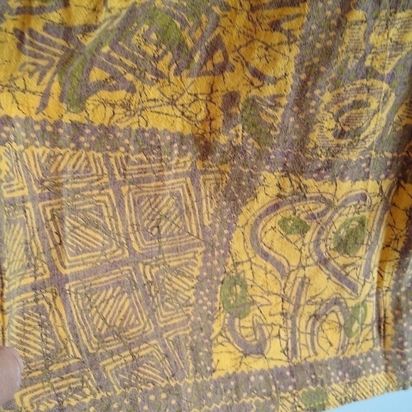 Vintage Ruffle Blouse Tribal Print 100% Cotton Off The Shoulder - Picture 5 of 7